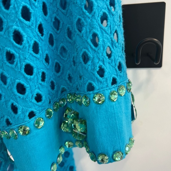 Soft Surroundings turquoise,  open eyelet top. Medium - Picture 5 of 5